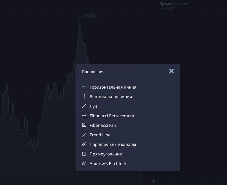 Обезличенное меню построений с горизонтальной линией и прямоугольником